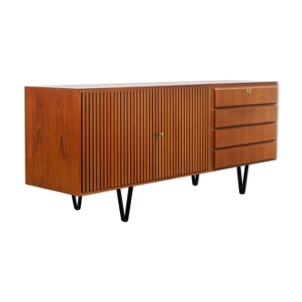Sideboard 60 years, teak, metal legs, doors striated