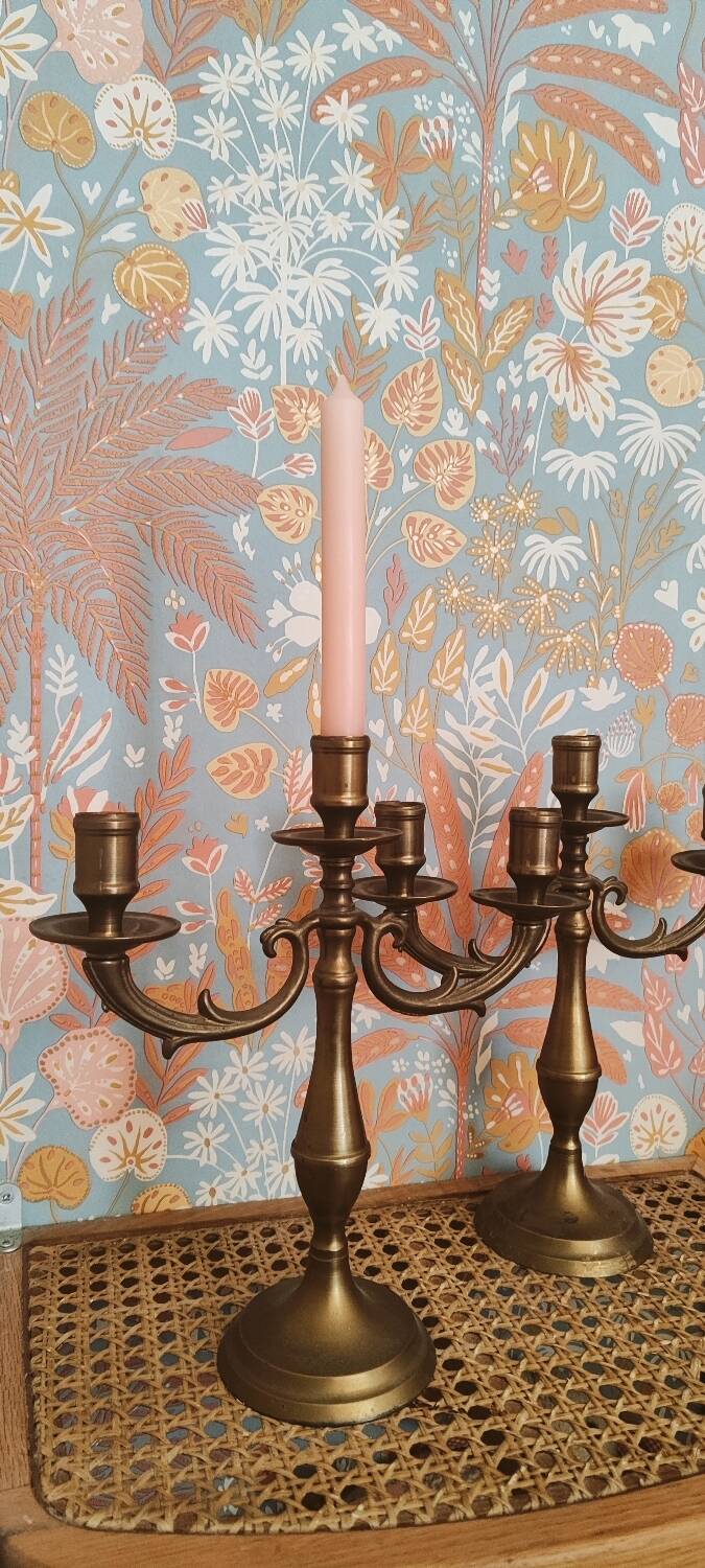 Pair of antique gilded brass candlesticks