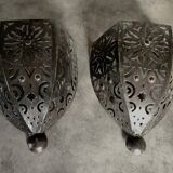 Pair of Wall Sconces in Iron with Cut-Out Patterns