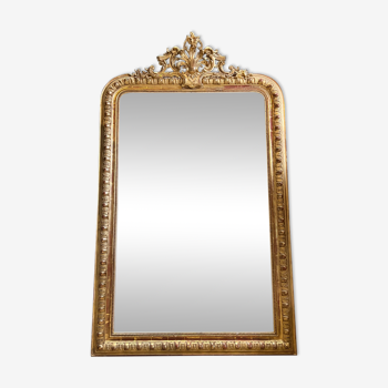 Miroir de cheminée d’époque Napoléon III en bois doré - 19e siècle