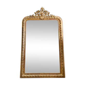 Miroir de cheminée d’époque Napoléon III en bois doré - 19e siècle