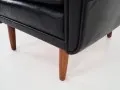 Black leather armchair, Danish design, 1970s, production: Denmark