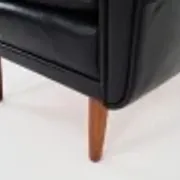 Fauteuil en cuir noir, design danois, années 1970, production : Danemark