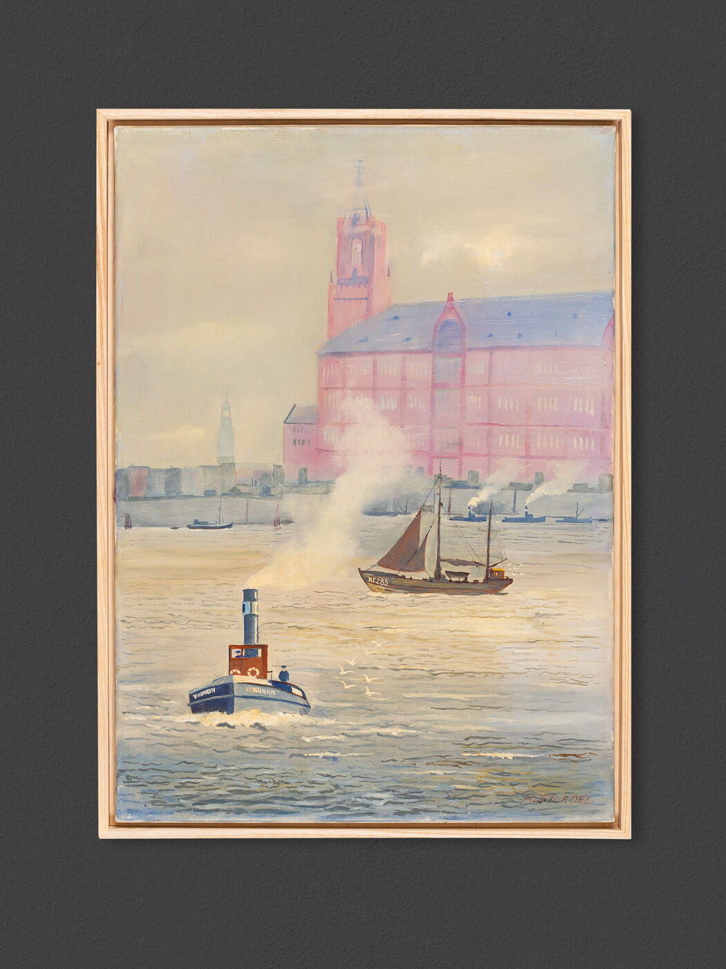 Port de Hambourg, huile sur toile, 53 x 73 cm
