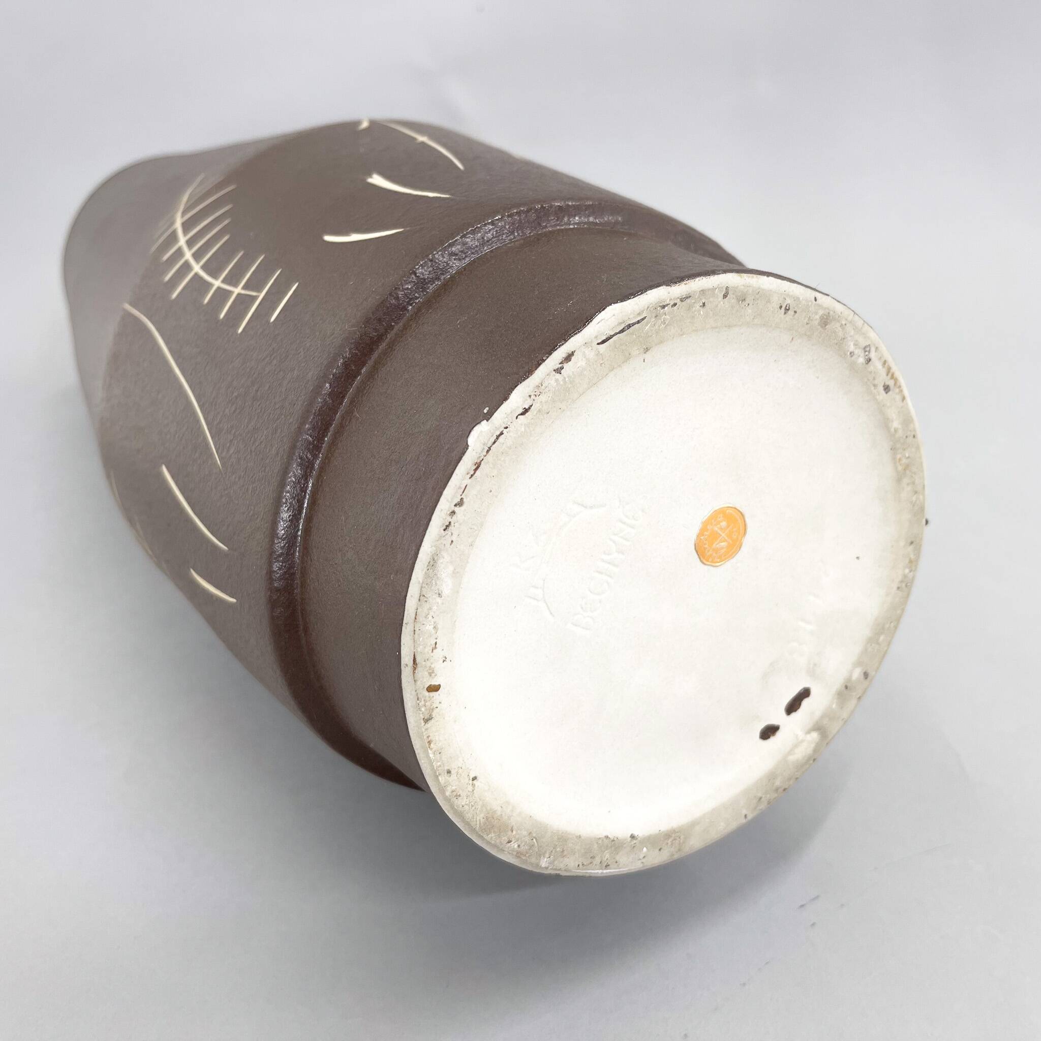 Large Mid-Century Ceramic Floor Vase by Jihokera Bechyne, Marked