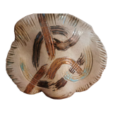 Ceramic vase of corrugated shape, 2 faces with different designs, dated and signed