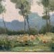 Oil on canvas Landscape with large trees, signed D. Qvyo