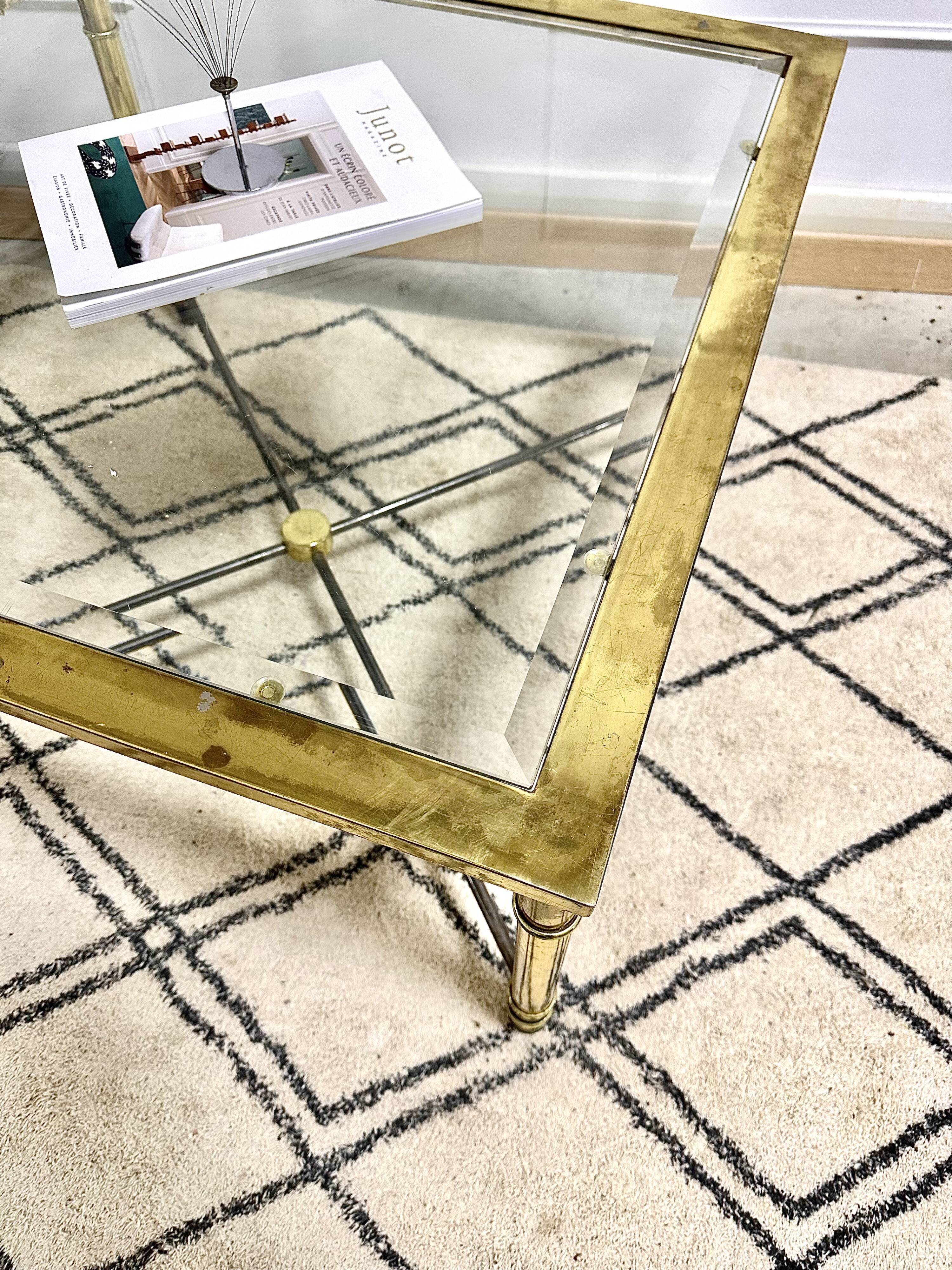 Brass coffee table glass tray