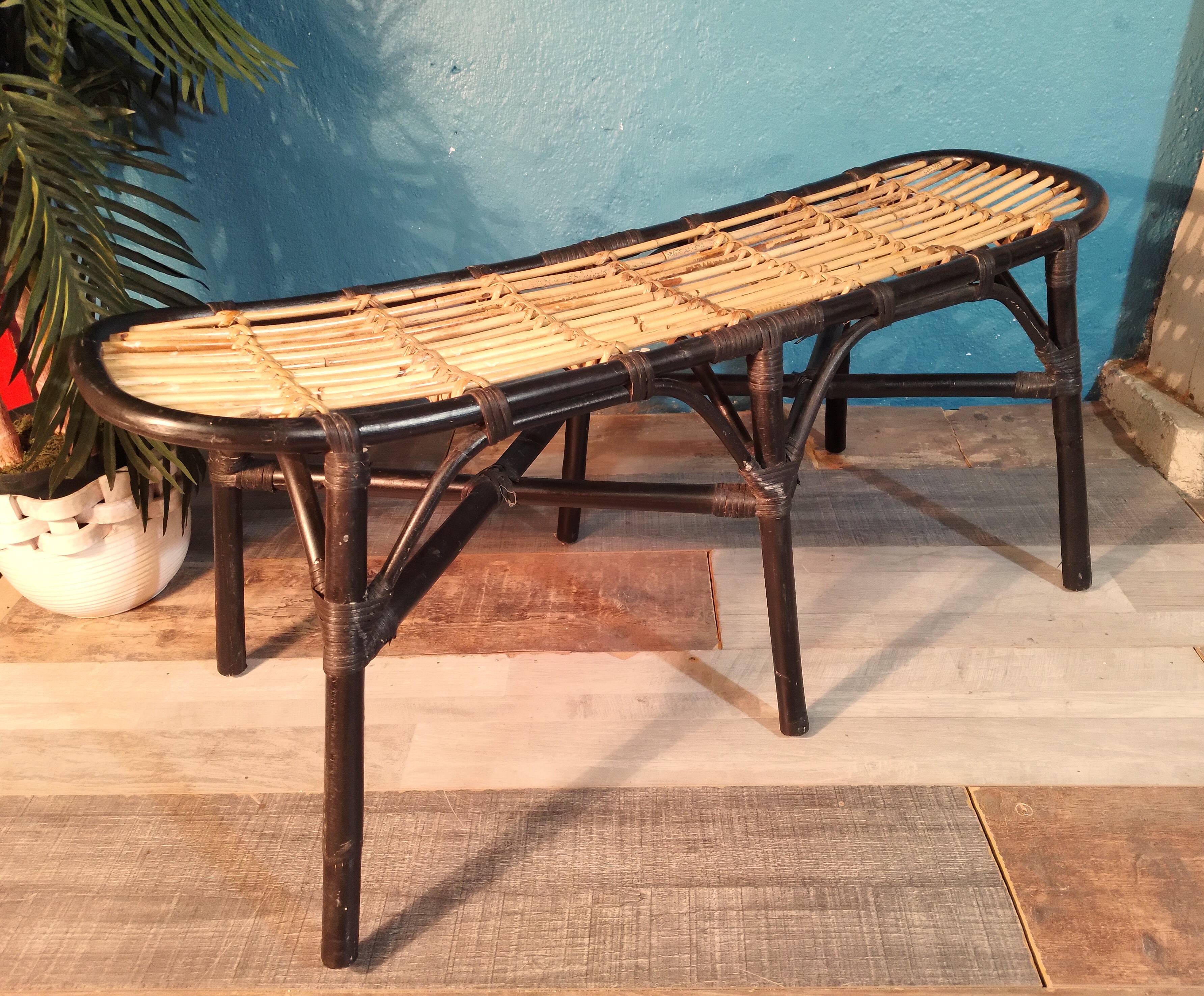 Banc rotin 2 places 1980s