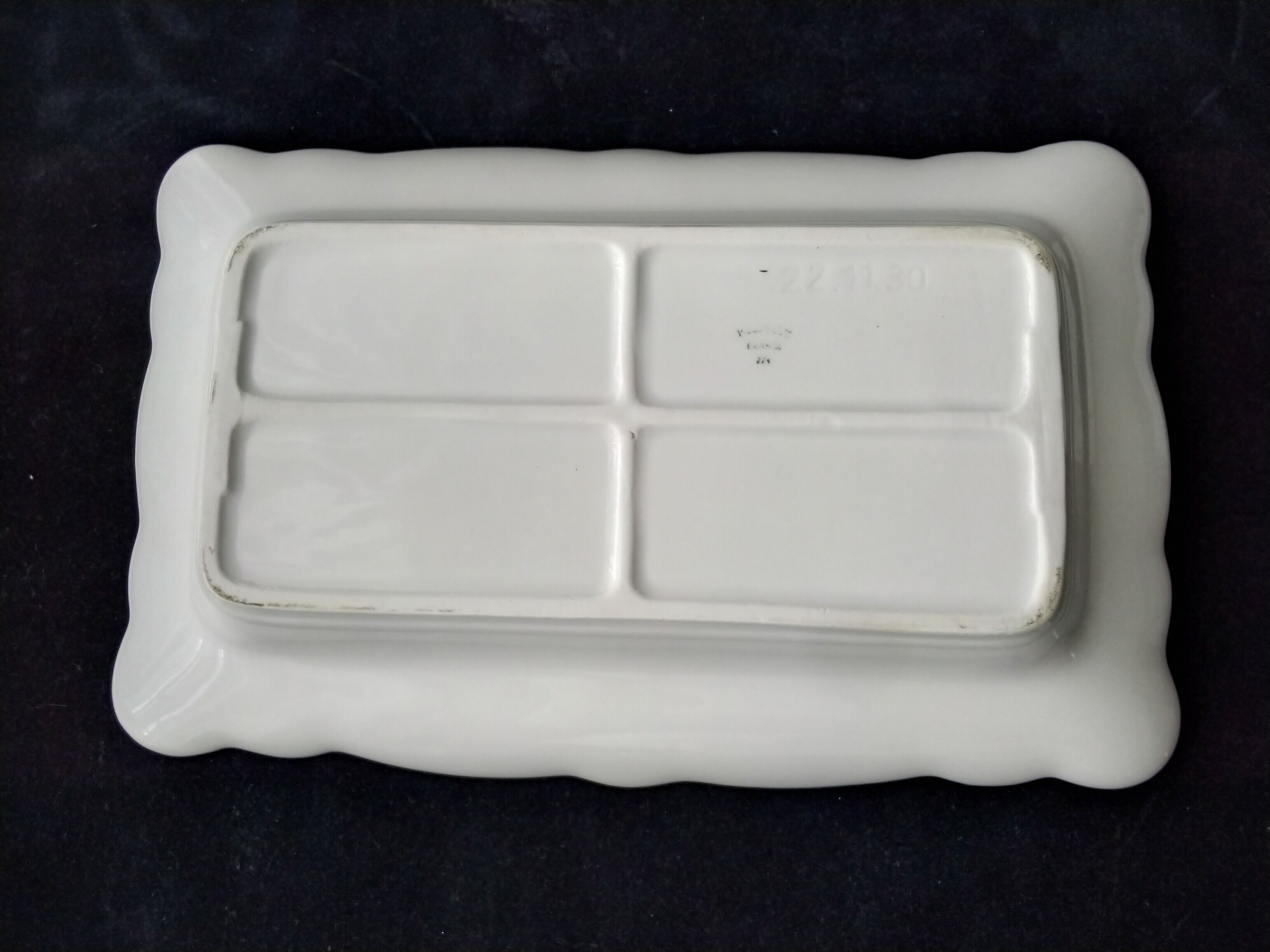 White porcelain asparagus dish Pillivuyt