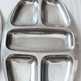 Set of 2 large dishes in 18/10 stainless steel, Circa 1970