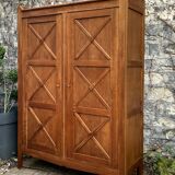 Vintage solid oak cross-braced wardrobe 1940