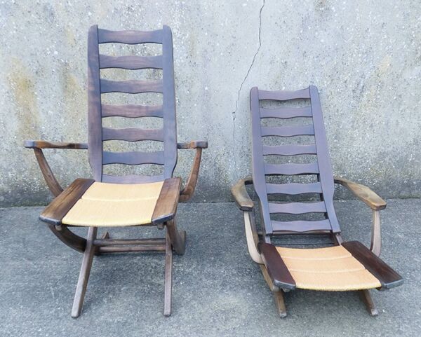 Paire de fauteuil transat chaise relax TRICONFORT France, vintage,