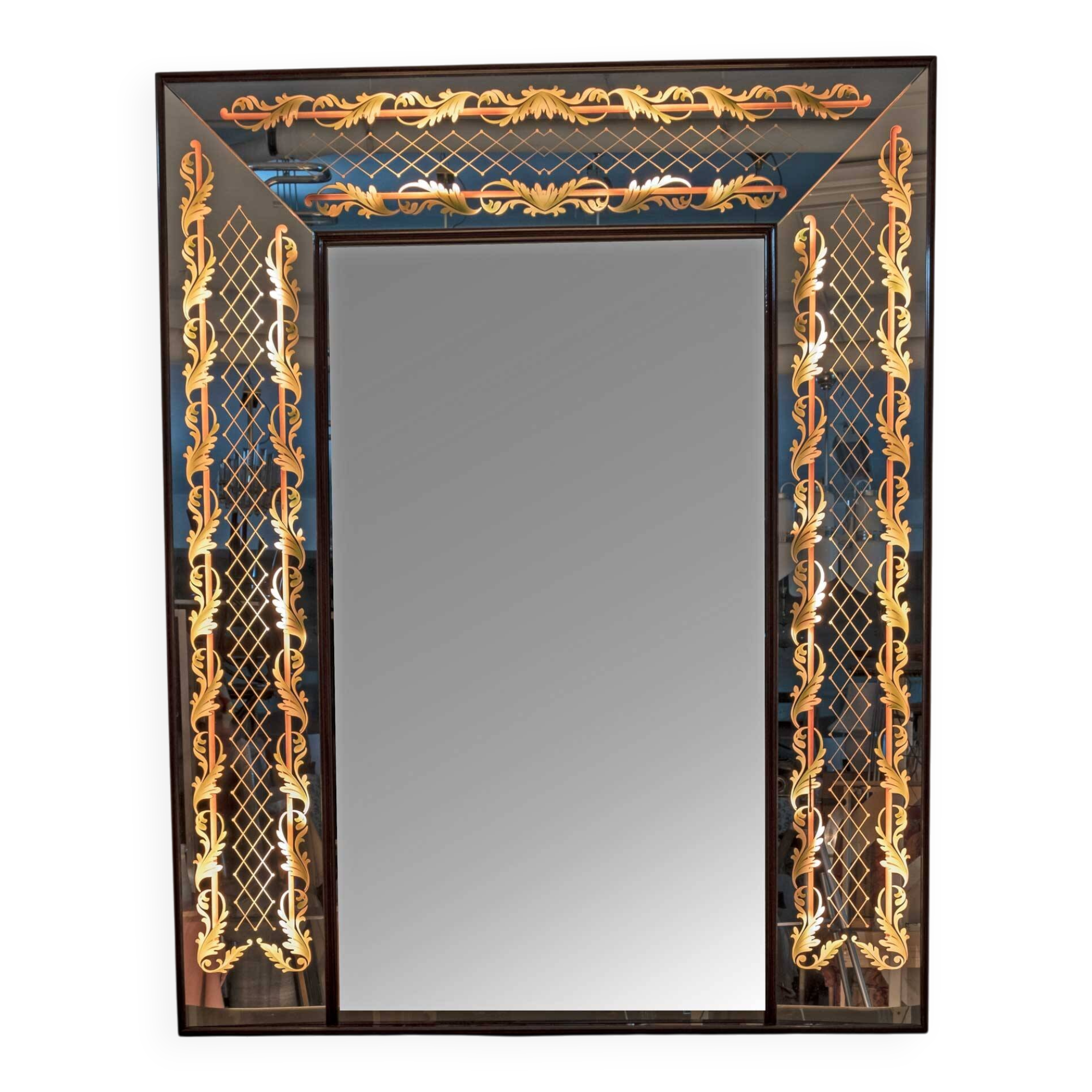 Luigi Brusotti Mid-Century Modern Italian Decorated Mirror, 1940s