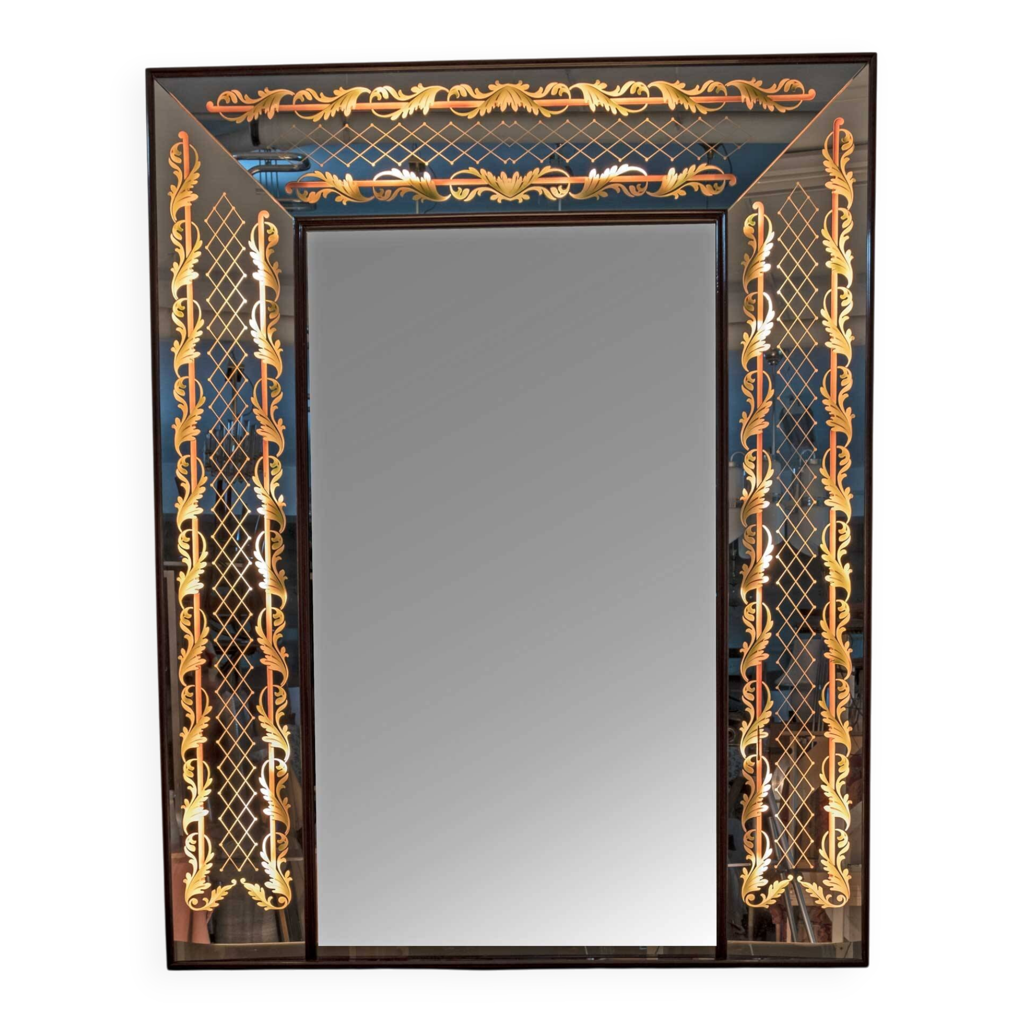 Luigi Brusotti Mid-Century Modern Italian Decorated Mirror, 1940s