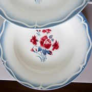 4 vintage Digoin Sarreguemines Nina Rosa porcelain soup plates 2008158
