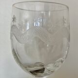 Set of 7 water glasses engraved crystal from Portieux