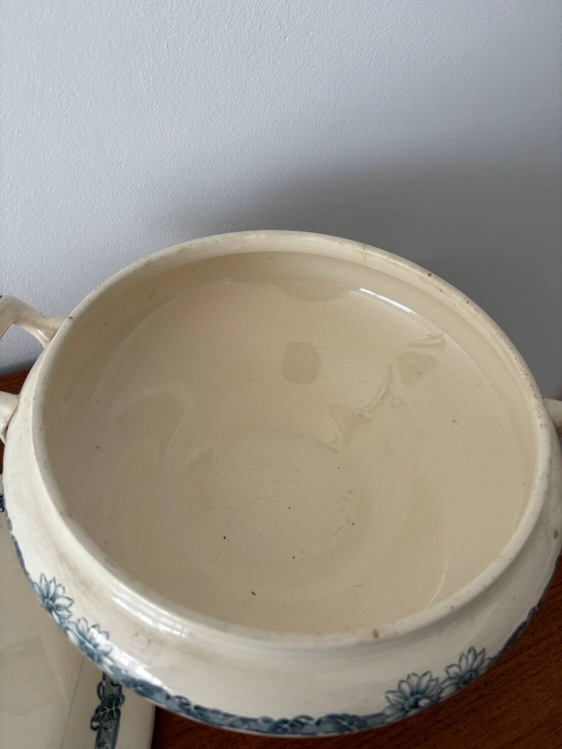 Blue ironstone soup tureen Longchamp model Denise