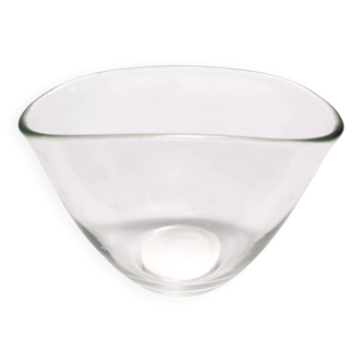 Vase vintage transparent en verre de Murano soufflé à la main, Italie