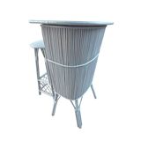 Rattan bar, painted, with two compartments, accompanied by its stool.