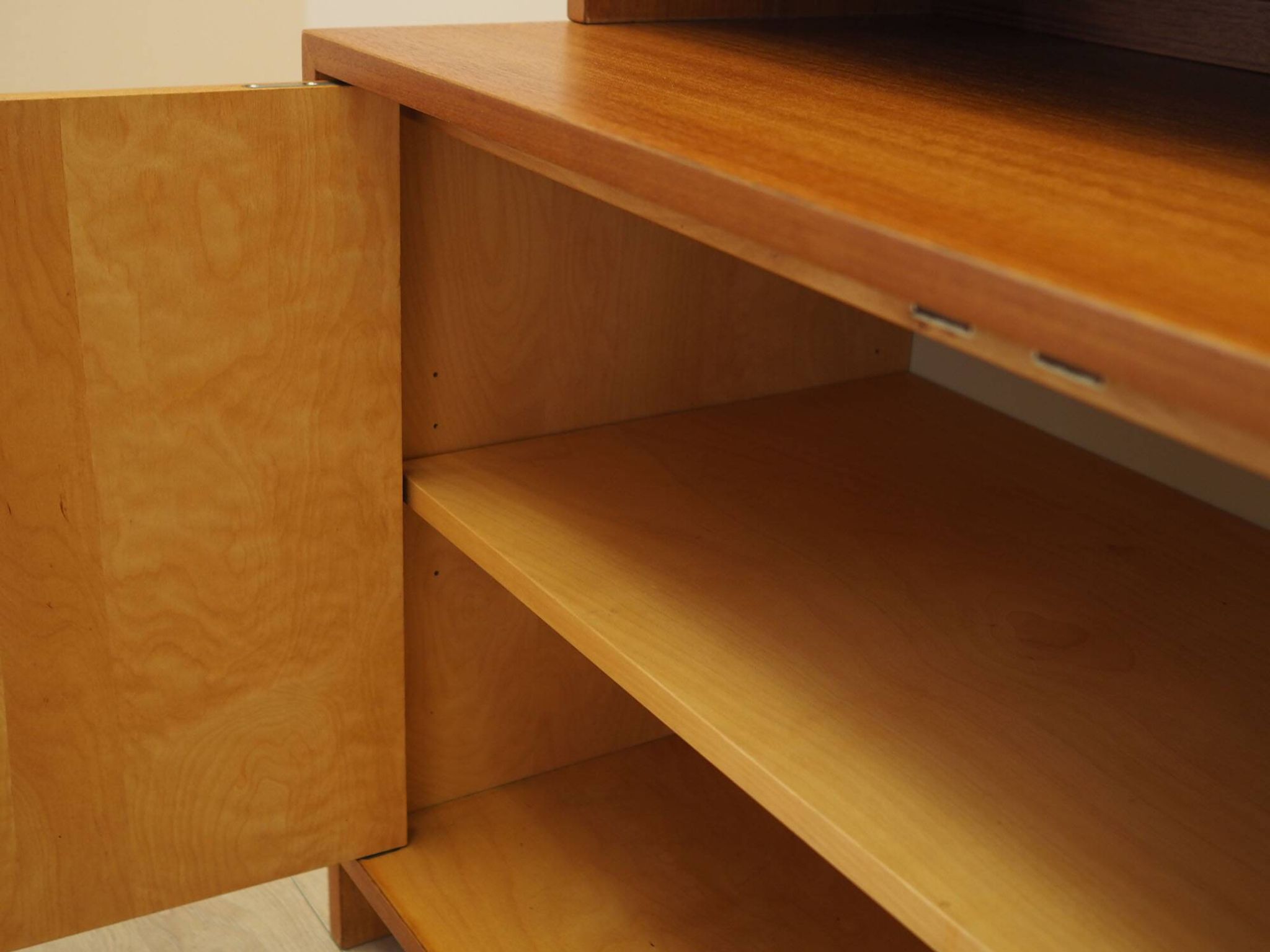 Danish Teak Shelving Unit with Bar Cabinet, 1970s