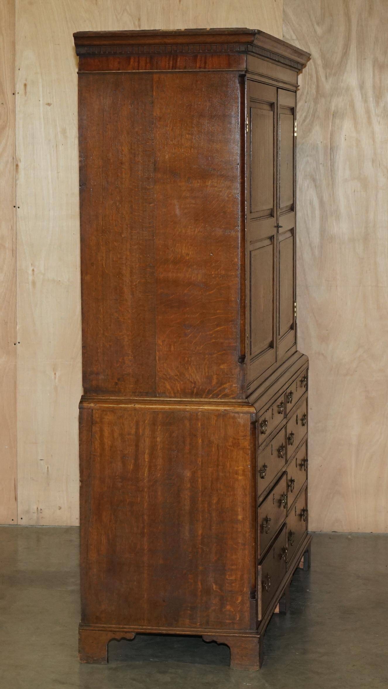 Antique Sheraton wardrobe from around 1800 with drawers - George III