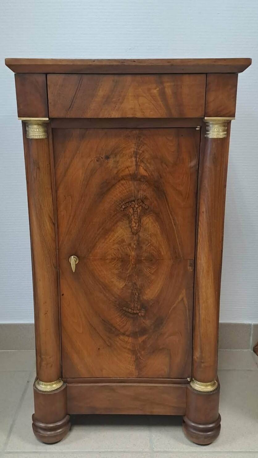 Empire-style bedside table in walnut