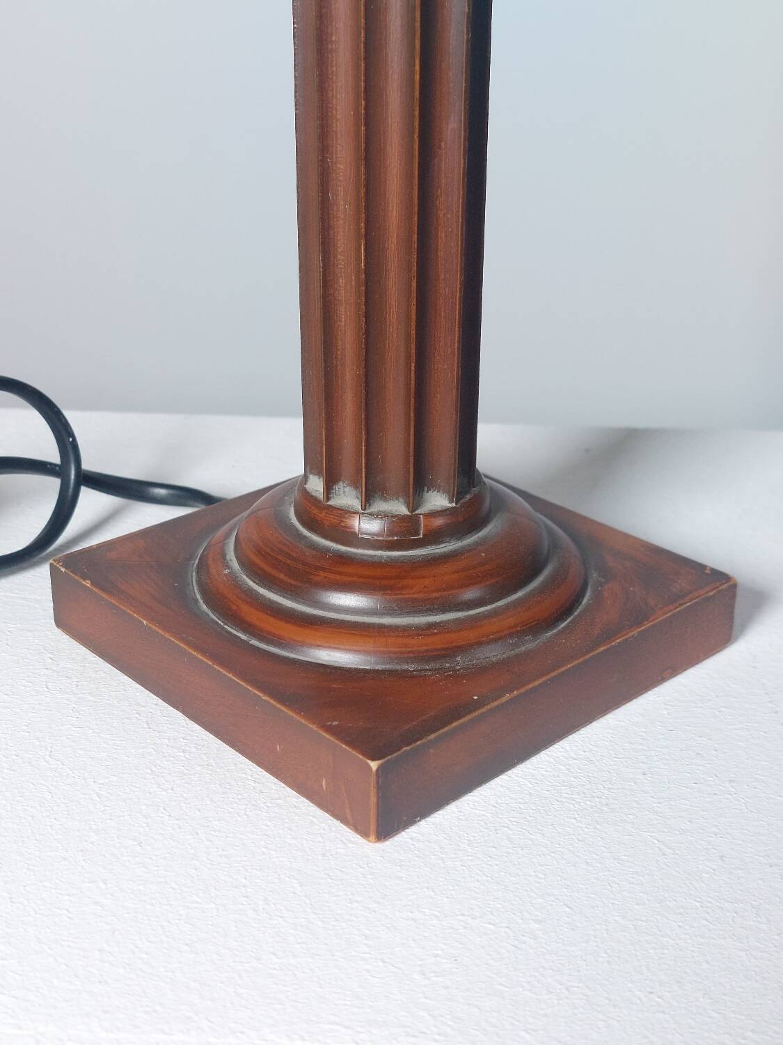 Vintage Mid Century table lamp column decor plissee shade
