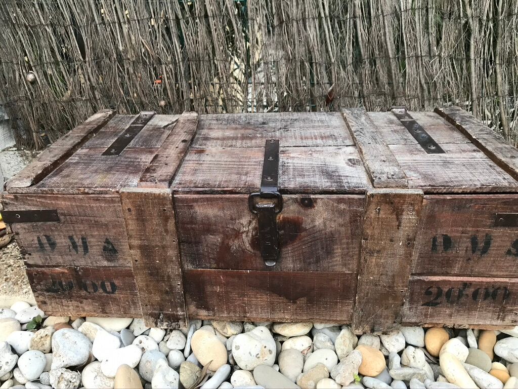 Wooden and metal military case, circa 1960