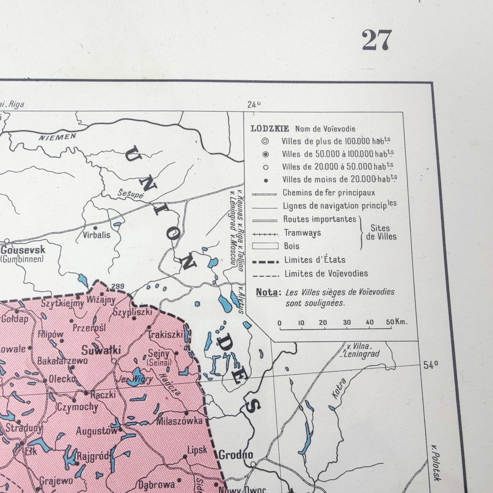 Old map of Poland Europe 43x43cm from 1950