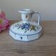 Malicorne earthenware candle holder by Emile Tessier with floral decoration