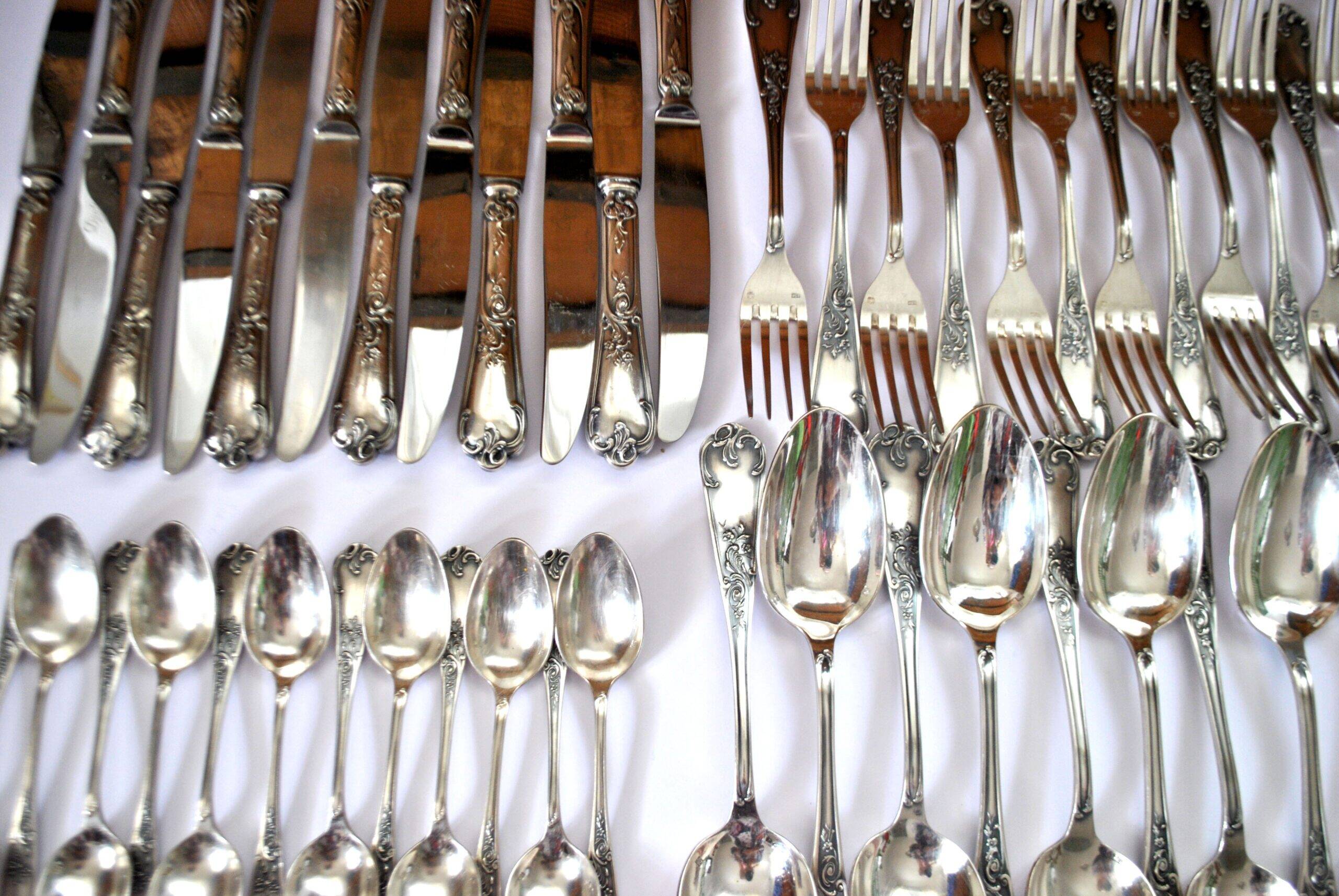Deetjen cutlery set 48 silver-plated Louis XV rocaille table cutlery no. 25 Marly