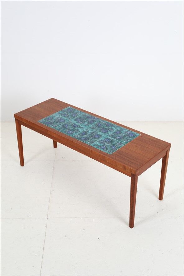 Filigree mid-century teak coffee table with tiles / 1960s / 1970s / Danish modern design