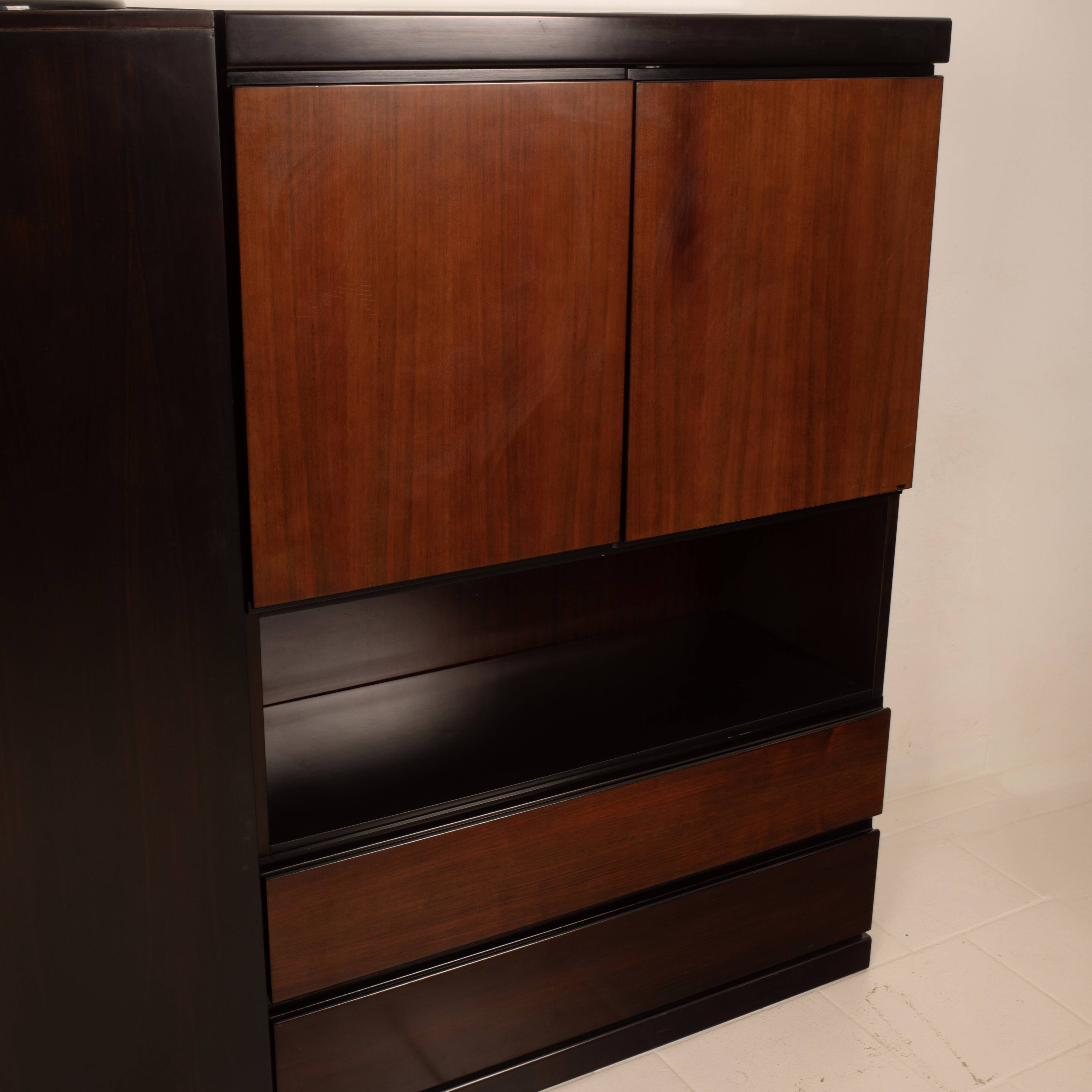 Pair of S11 Cabinets and Bar by Angelo Mangiarotti for Sorgente dei Mobili