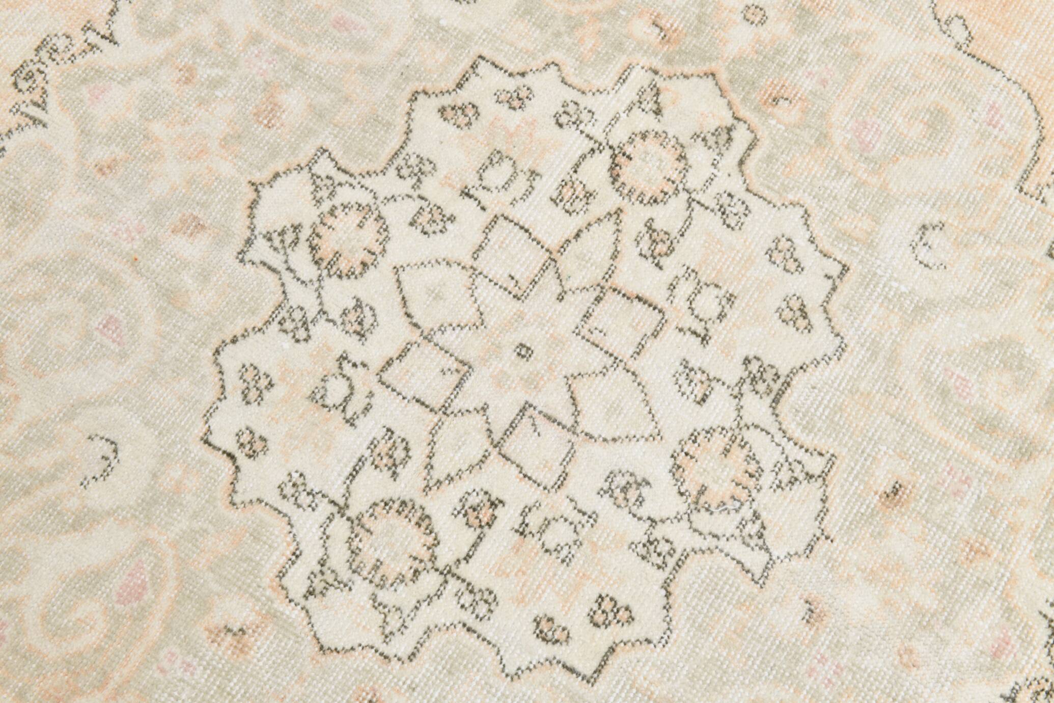 7x11 Vintage Peach Beige Turkish Rug, 206x335Cm