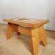 Vintage Hand-Painted Wooden Footstool: Yugoslavian Folk Art Decor
