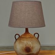 Modernist ceramic sandstone lamp with two handles from the 1950s