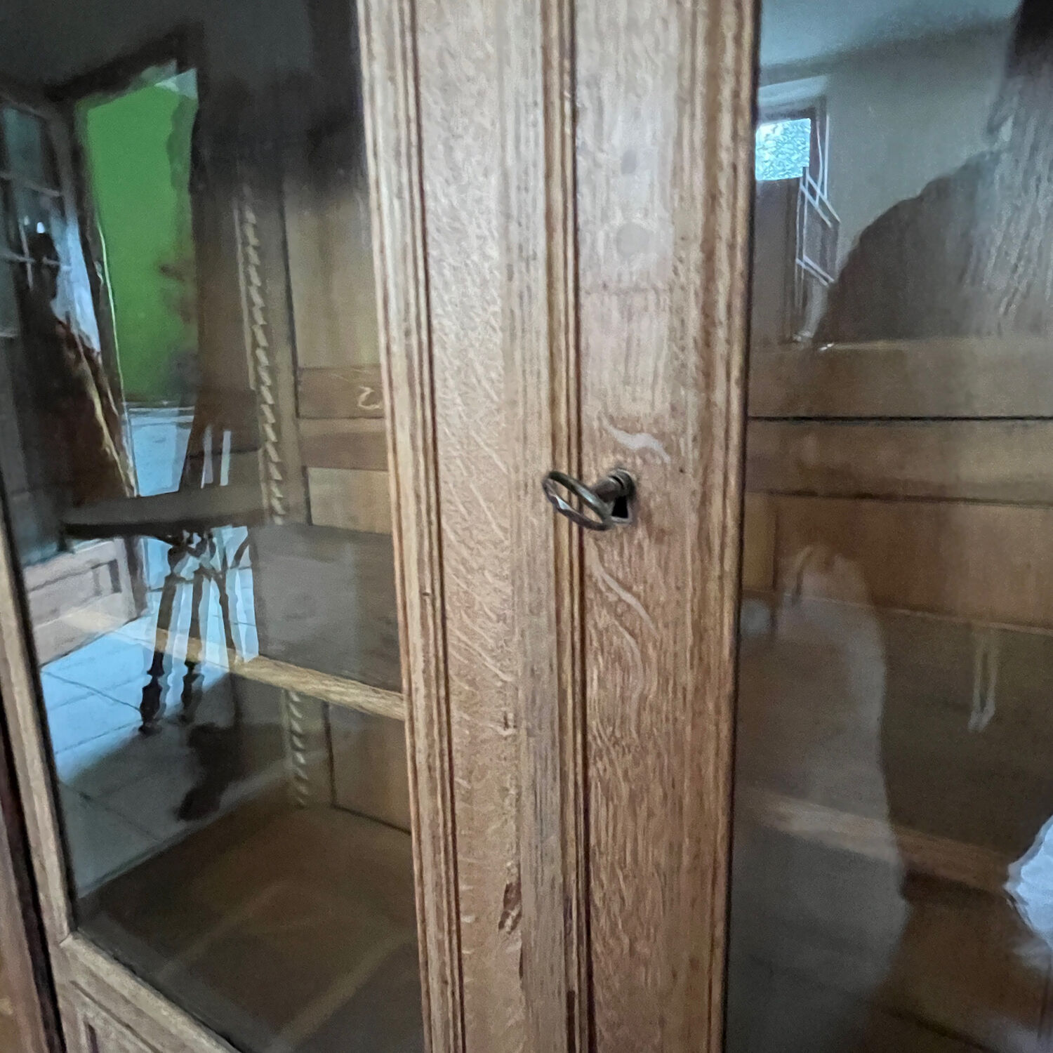 Raw wood glazed cabinet