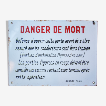 Plaque émaillée "danger de mort"