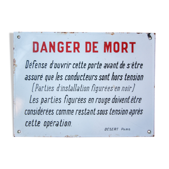 Plaque émaillée "danger de mort"