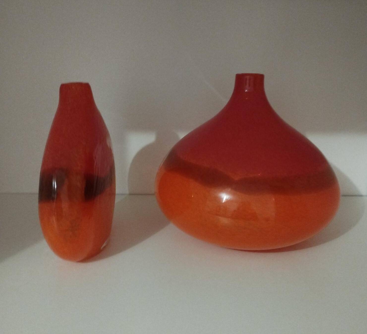 Pair or 2 glass paste vases from the 80s vintage.