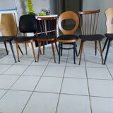 Suite de 6 chaises Bistrot Baumann dépareillées vintage
