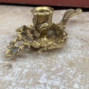 Pair of hand candlesticks / bronze candle holders