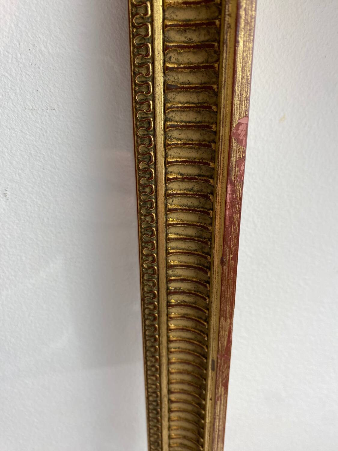 Old large glazed carved wooden frame