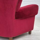 1960s, Danish relax armchair, original condition, red furniture velour.