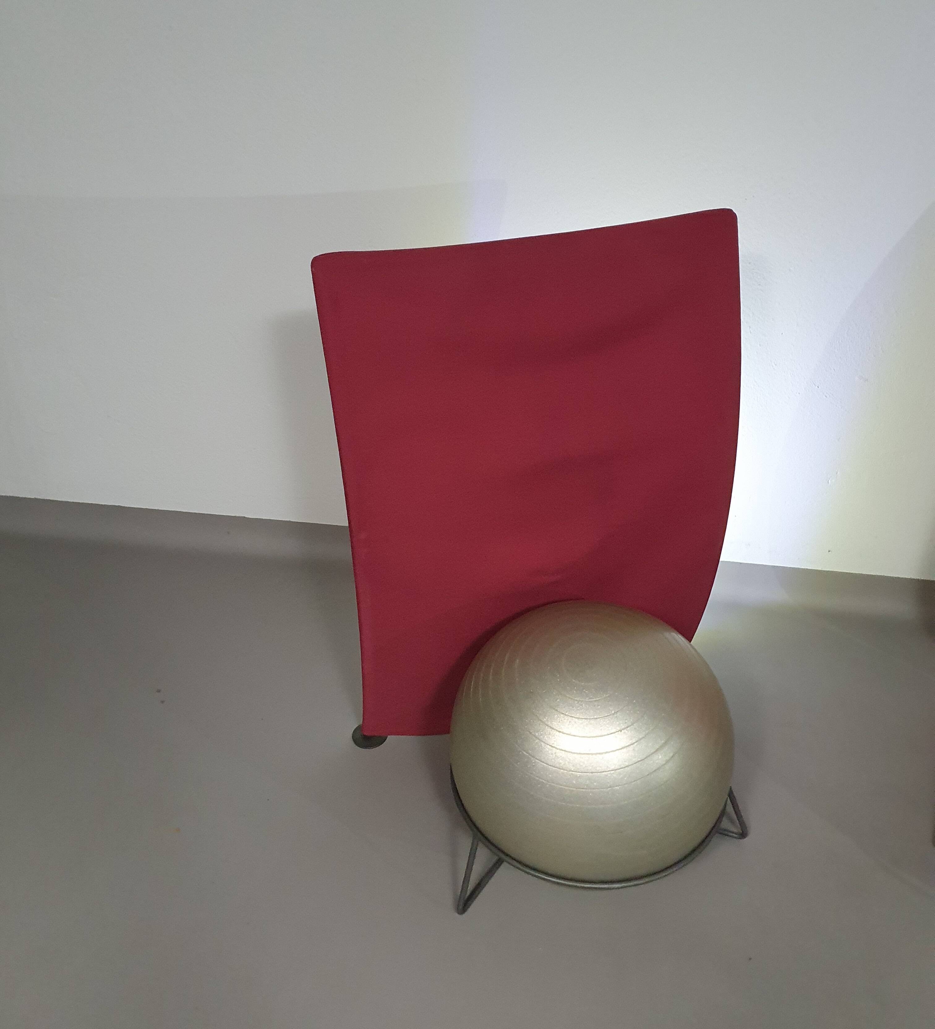 Italian modern bordeaux red ball chair san siro designed by fabrizio ballardini, 1995