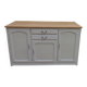 Vintage sideboard in pearl grey patinated oak, wooden top.