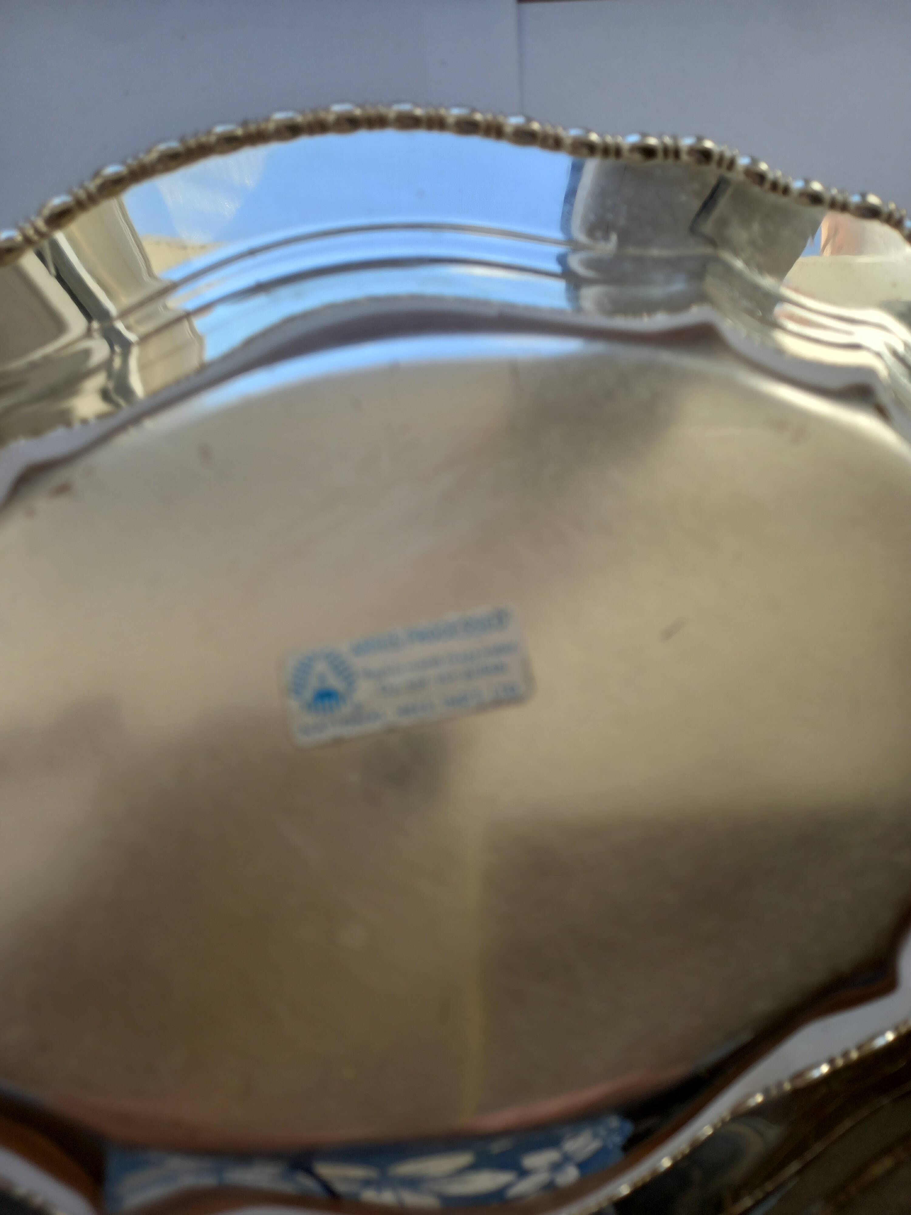 Vintage metal platter "silver on copper"
