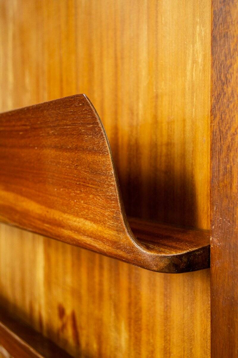 Specchio da ingresso vintage in teak, Italia, anni '50