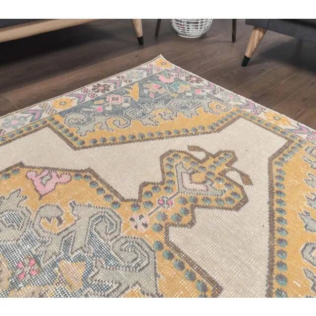 1970s Vintage Turkish Hand-Knotted Area Rug 134x221